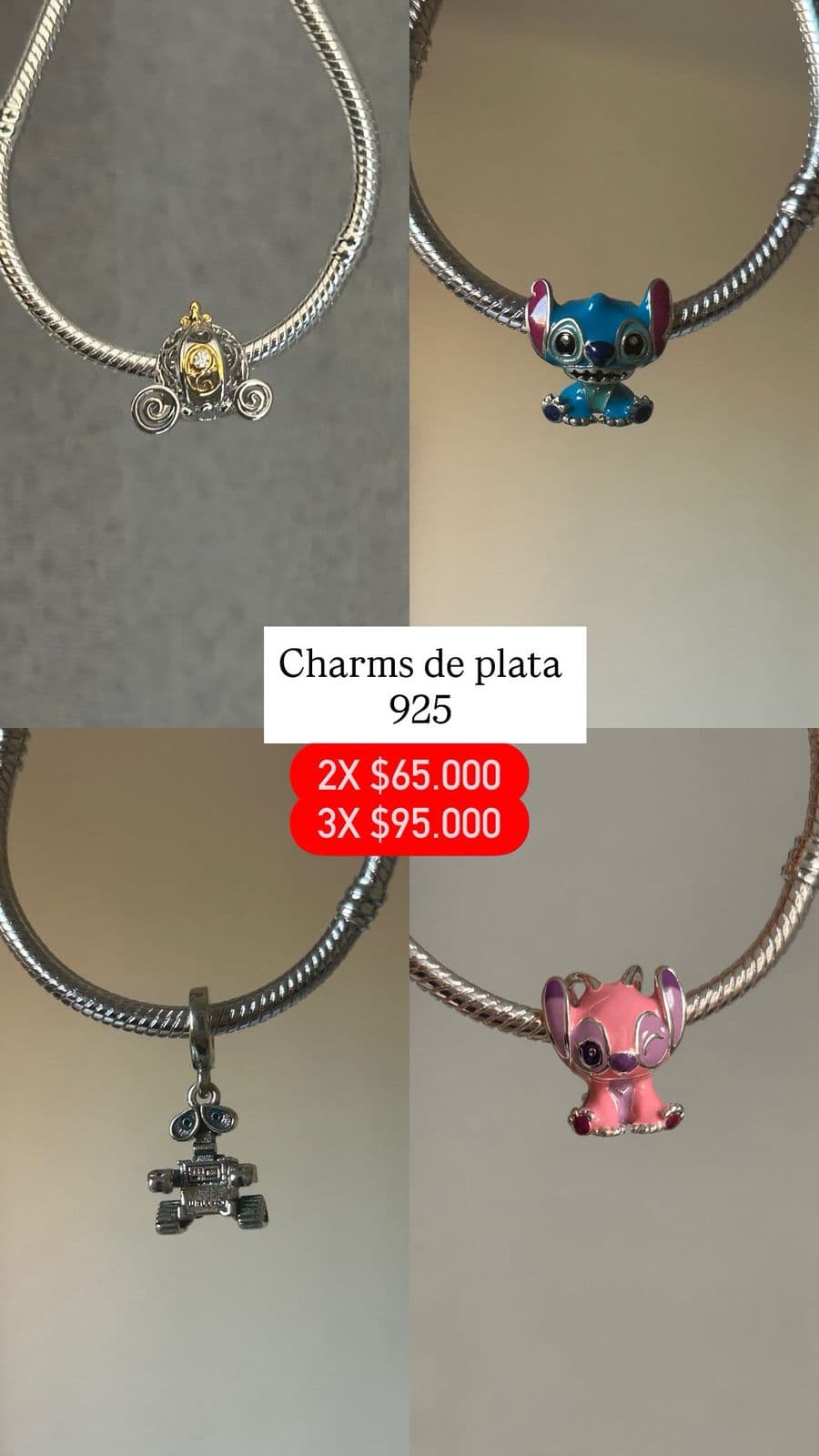 Combo Pulsera bañada en plata 925 + Charm 925 a elección! de Soluna