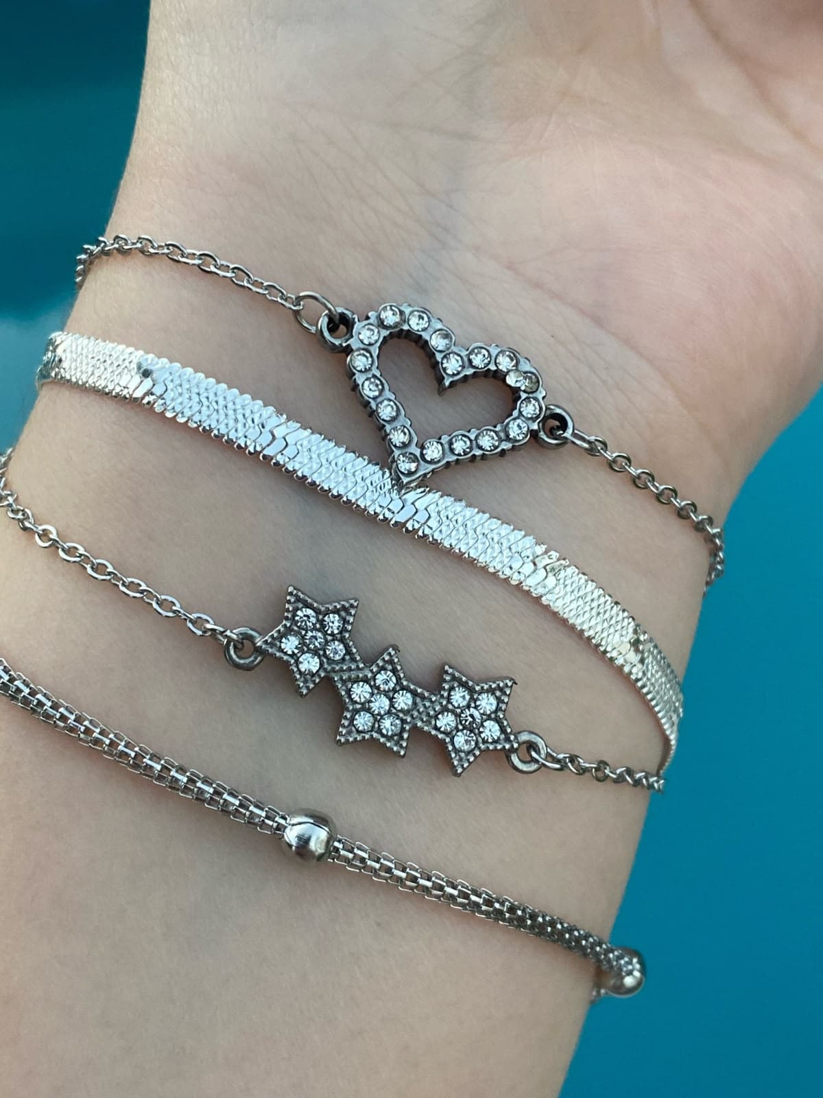 pulseras plateada 3 estrellas strass de Soluna